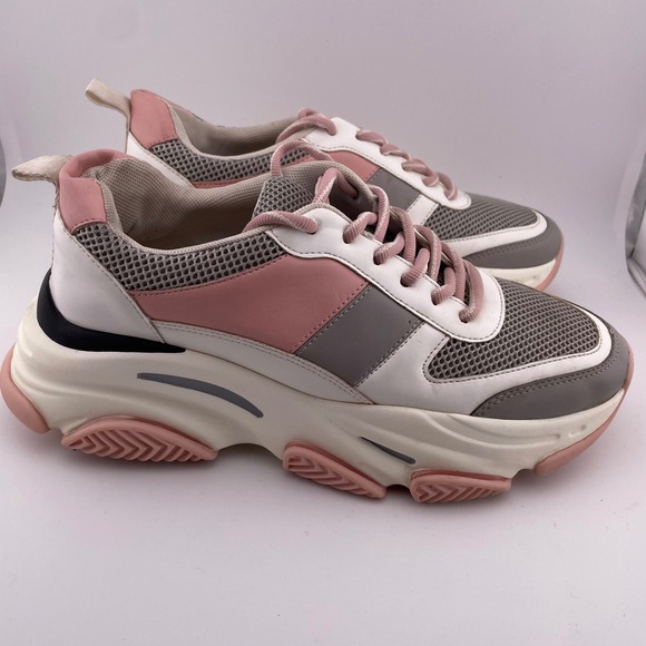 Steve Madden Dragon Chunky‎ Leather Sneakers Womens 10 Pink Black Athletic Shoes - Picture 6 of 10